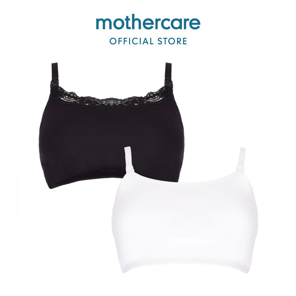 Mothercare Black And White Nursing Sleep Bras 2 Pack -Set Bra Wanita (Hitam/Putih)
