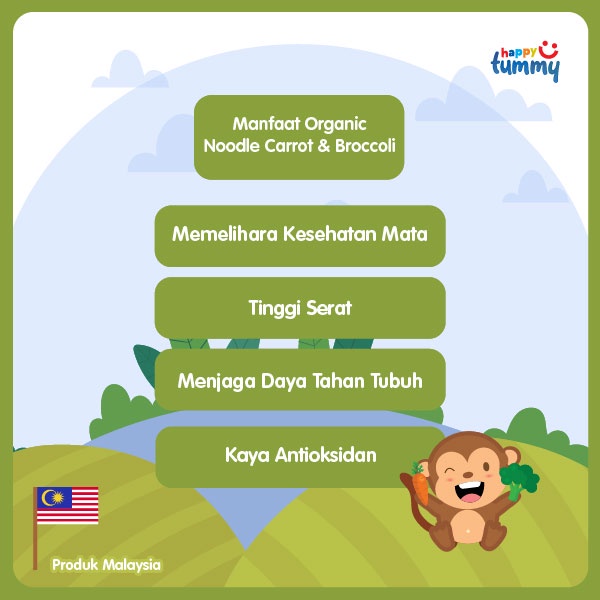 

Happy Tummy Organic Noodle C [Carrot, Broccoli] 7M+