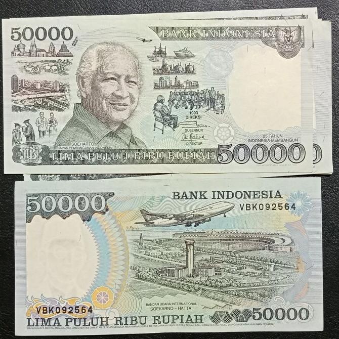 Uang Mahar Dan Koleksi Rp 50000 Soeharto Tahun 1993 IMP 1994 (Aunc) HM