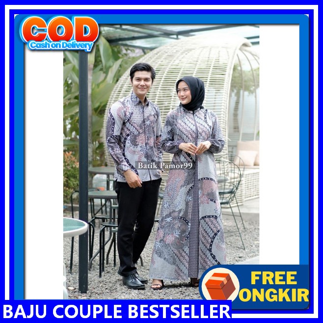 Gamis Couple Suami Istri 2024 Baju Kapelan Syari Lebaran Elegan Sarimbit Keluarga Ibu Bapak Gamis Ib