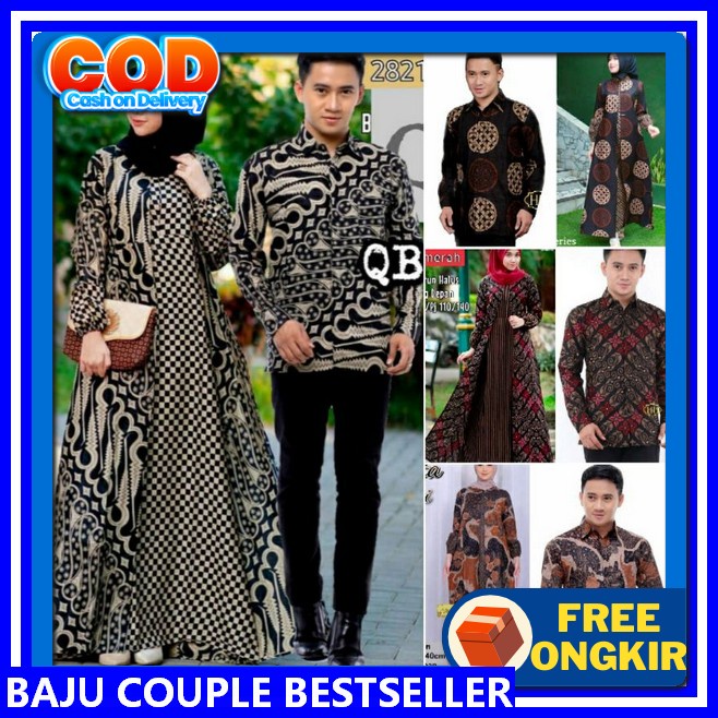 Gamis Couple Suami Istri 2024 Satu Set Gais Lebaran Pasangan Lengan Panjang Simple Murah Sarimbit Ke