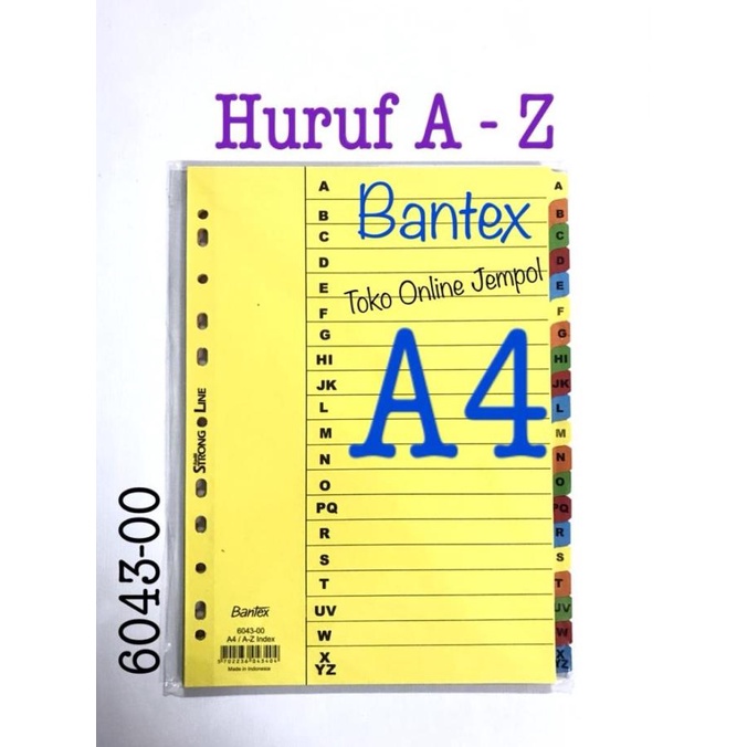 

A4 Huruf A-Z File Divider 6043-00 Bantex Karton Pembatas Map ATK1185BX