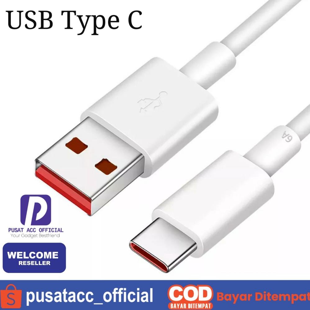 Kabel Data Charger USB Type C 6A 1 Meter Fast Charging Grosir Murah Aksesoris Hp Handphone PUSATACC 