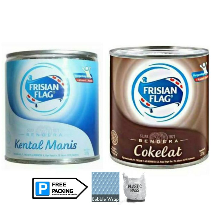 

Susu Bendera Kental Manis Frisian Flag Kaleng 370g Putih / Cokelat TOP / Krimer