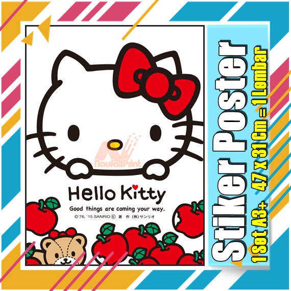 Stiker Poster A3 Hello Kitty My melodi kucing Karton Pink Lucu Imut Anak Gambar Cetak Sticker Custom