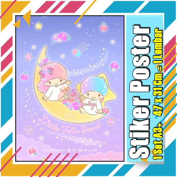 Stiker Poster A3 Hello Kitty My melodi kucing Karton Pink Lucu Imut Anak Gambar Cetak Sticker Custom