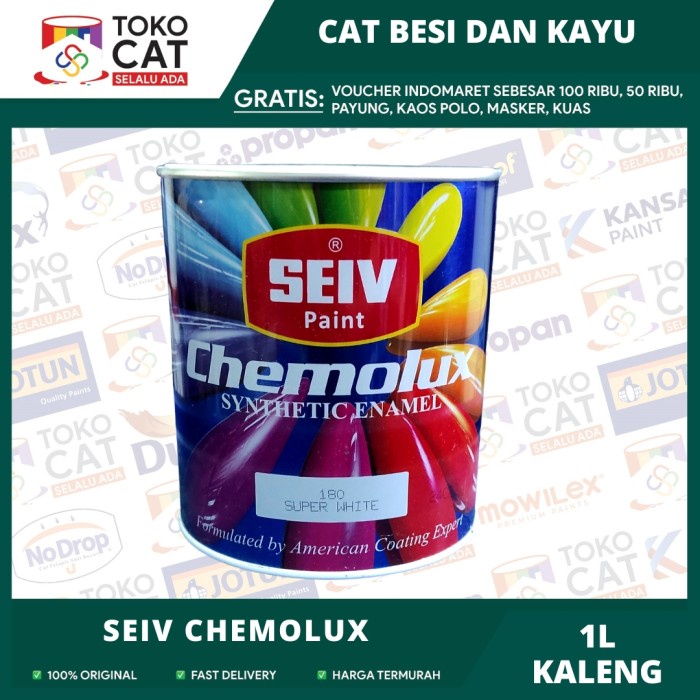 CAT MINYAK KAYU BESI SEIV WHITE DOFF / WHITE GLOSS 1 LITER KLG //CAT MINYAK KAYU DAN BESI //CAT SYNT