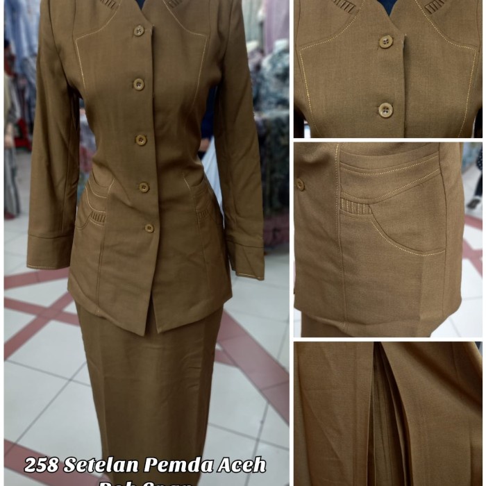 [COD] Baju Pemda AcehSeragam Blazer Keki Khaki Tua Wanita Modis Masa Kini Limited
