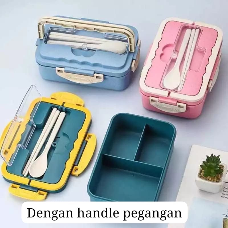 Tempat Kotak Makan Lunch Box Jerami Gandum Premium