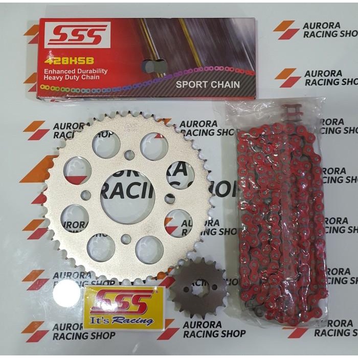 Gear Set Sss 428 New Cb 150R / Cbr 150 / Sonic 150 & Rantai Sss Hsb