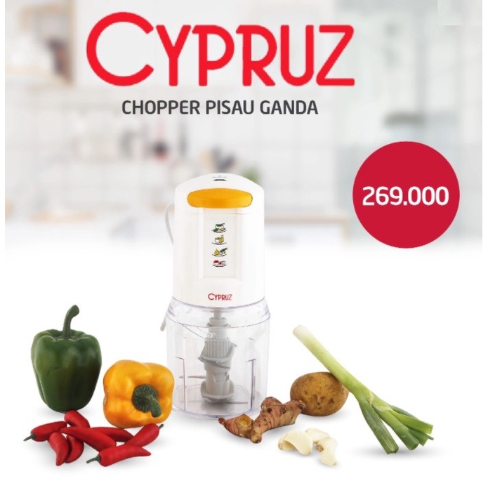 HOV Food Processor Penggiling Makanan Cypruz Chopper Pisau Ganda