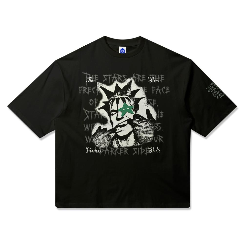 Fearless Studio Boxy Tshirt Oversized  - The Stars Black Kaos Boxy Oversize Hitam