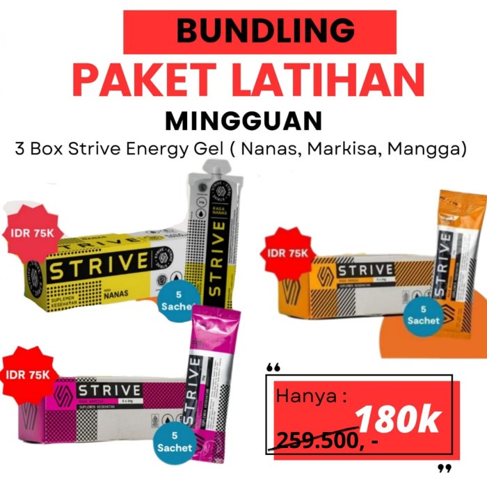 Strive Energy Paket Latihan Mingguan Strive Gel Bar Nutrisi Olahraga