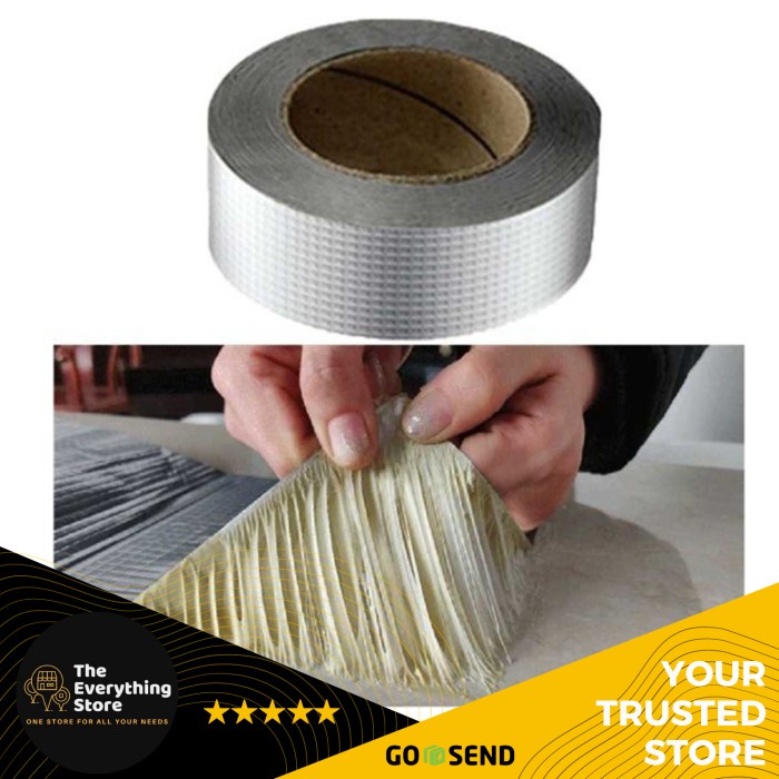 Alumunium Foil Tape Anti Air Tahan Panas Bocor Perbaikan Atap Ready 