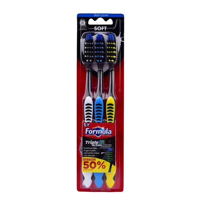 

Gratis Ongkir Sikat Gigi Formula Triple Action Black Soft Set Isi 3 Toothbrush