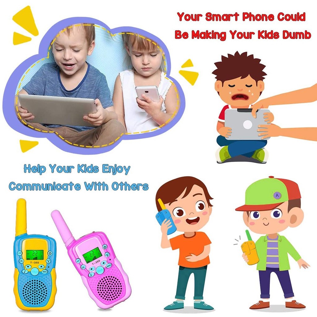 Ht Walkie Talkie Walkie-Talkie Anak-Anak T388 Rf Walkie-Talkie Mainan Berisi 2 Walkie-Talkie 1-3Km