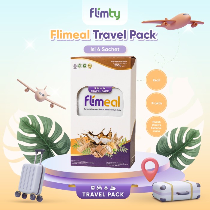 

Flimeal (Meal Replacement) Travel Pack (Isi 4 Sachet) - Coklat Susu