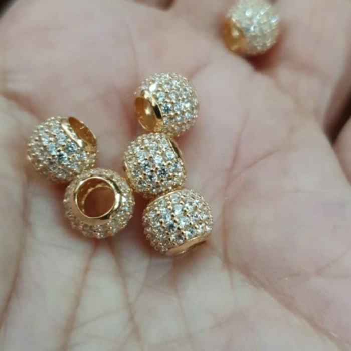 [Baru] Liontin Bandul Kalung Gelang Donat Bulat Bolong Bola Disko Emas Asli Terbatas