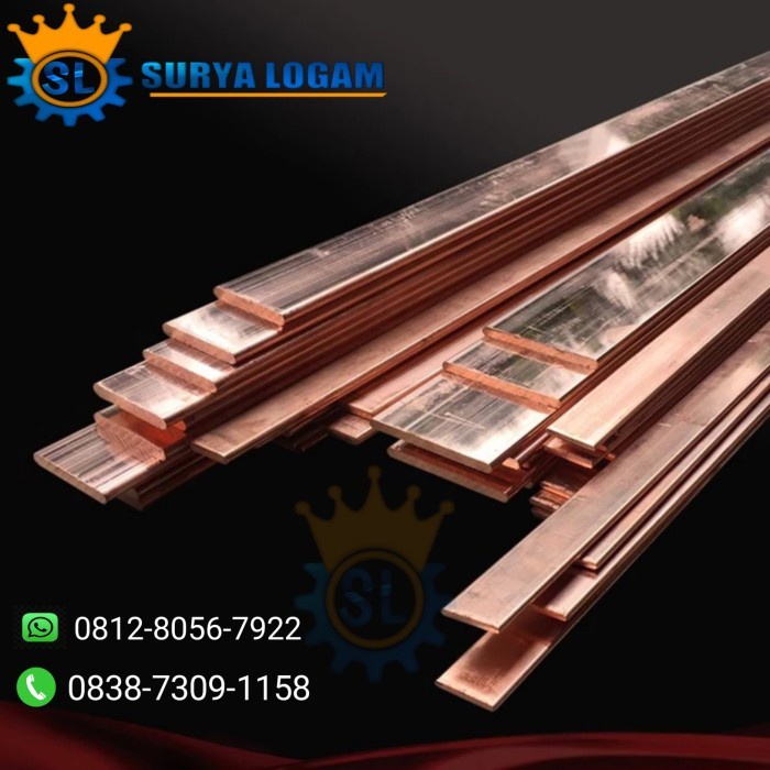 ✨Ori Plat Tembaga Busbar 10 Mm X 50 Mm X 4 Meter - Tembaga Murni Berkualitas