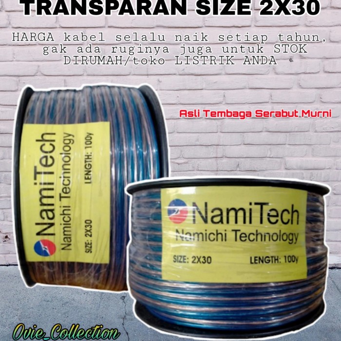 [Ori] Kabel Listrik Transparan Tembaga Berkualitas Size 2×30 Kabel Serabut Berkualitas