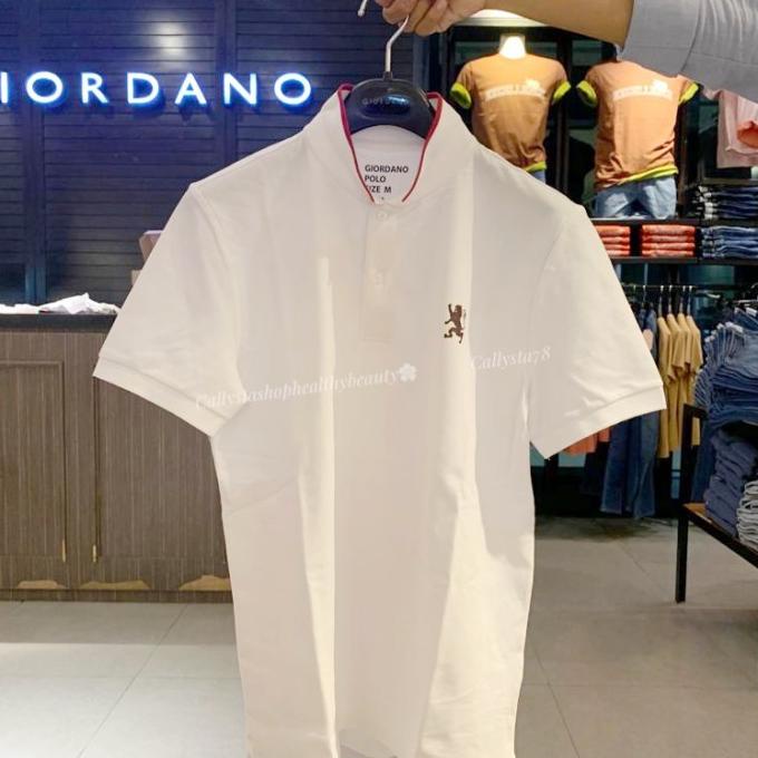 Fashion Pria | Giordano Polo Shirt Lion Mini Signature White Kekinian