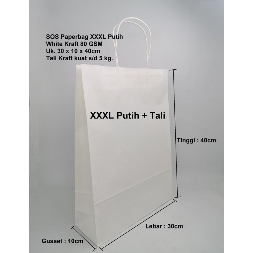 

Terjangkau - (10 Pcs) Paperbag XXXL putih Tali ~