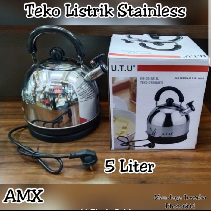 [Ori] Teko Listrik Stainless Steel Utu 5 Liter Berkualitas