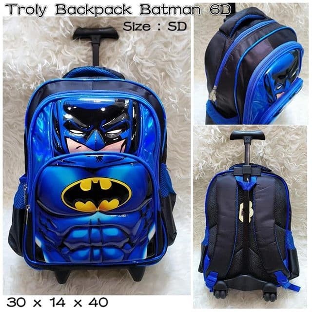 [Original] Troly Backpack Batman Blue 6D - Sd Tas Ransel Anak Limited