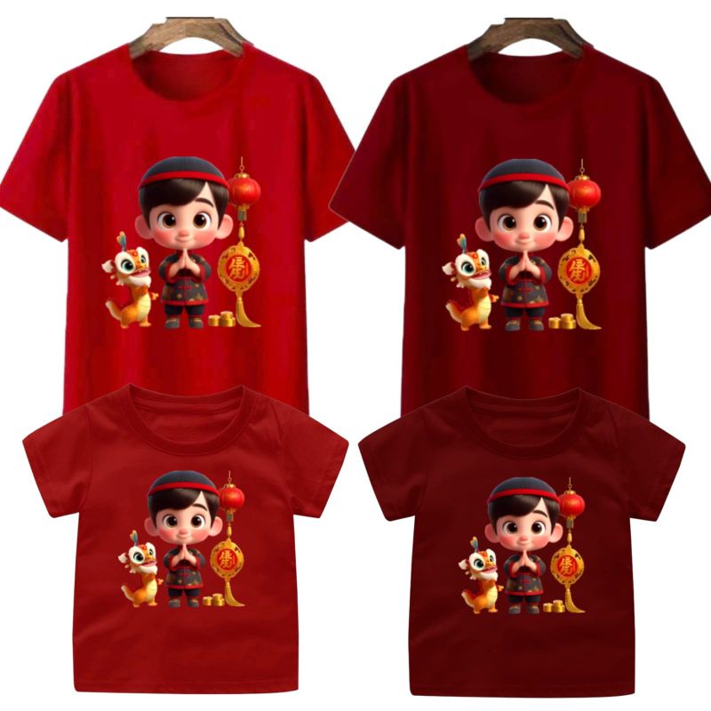 Baju akos imlek 2026 tahun kuda anak cowok-Cewek cowok congsam