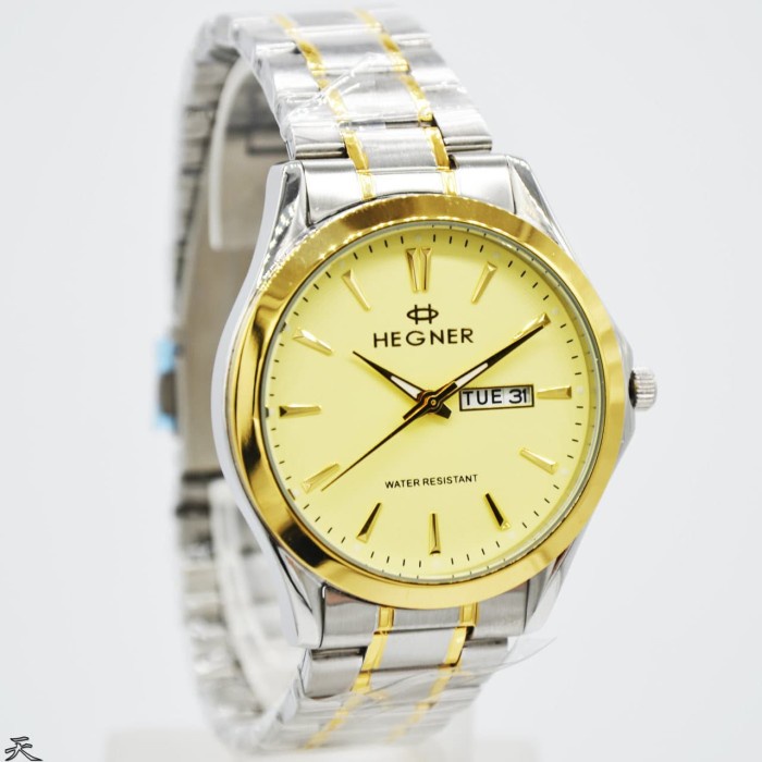 ✅New Ori Hegner 8009Mgc / Hegner 8009 - Jam Tangan Pria Original - Gold Yellow Diskon