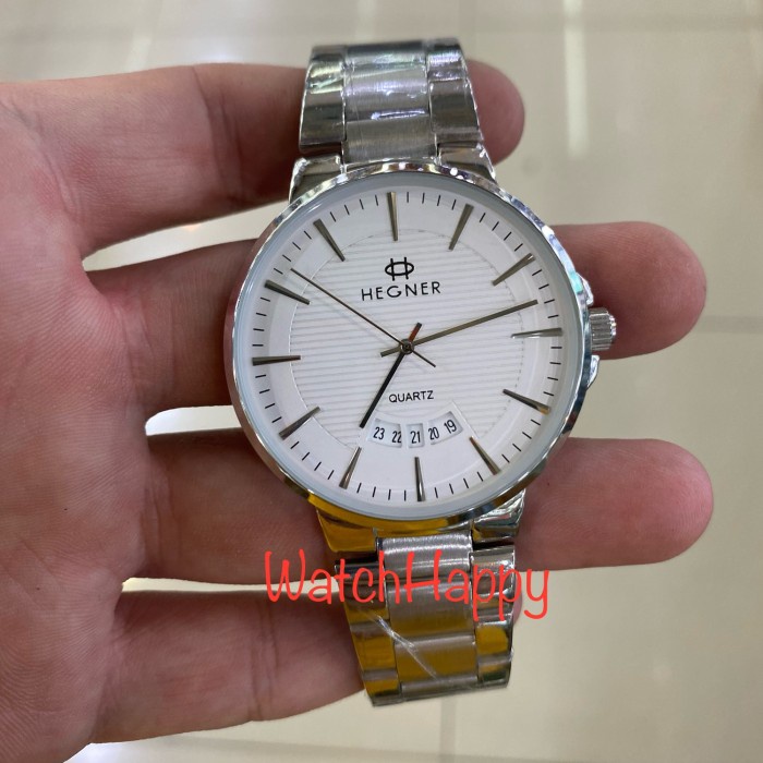 ✅New Ori Jam Tangan Pria Hegner 5025 Hw 5025 Hw5025 Silver White Dial Original Diskon