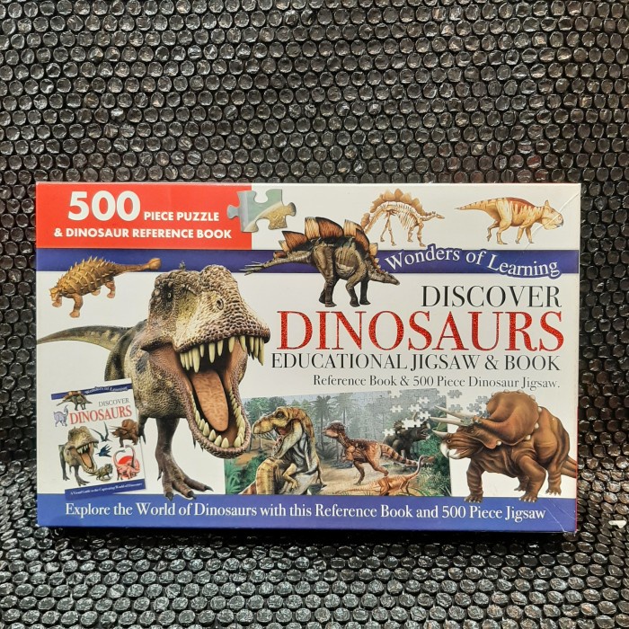 ✅New 500 Piece Puzzle  Dinosaur Reference Book Discover Dinosaurs Edu Terbaru