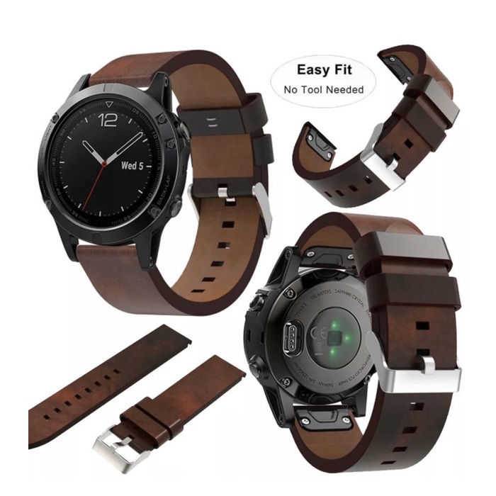 ✅New Ori Garmin Fenix 6 Leather Kulit Strap Tali Jam Diskon