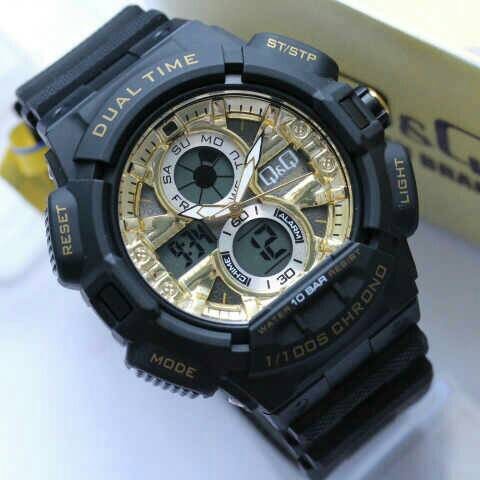 ✅New Ori Jam Tangan Pria Sport Qnq Qq QQ Gw81J Original Gw81 Hitam Gold Limited
