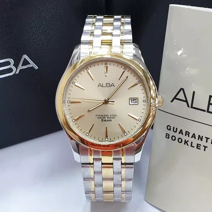 ✅New Ori Jam Tangan Pria Alba Axhk90X1 Silver Gold Garansi Resmi Original Diskon