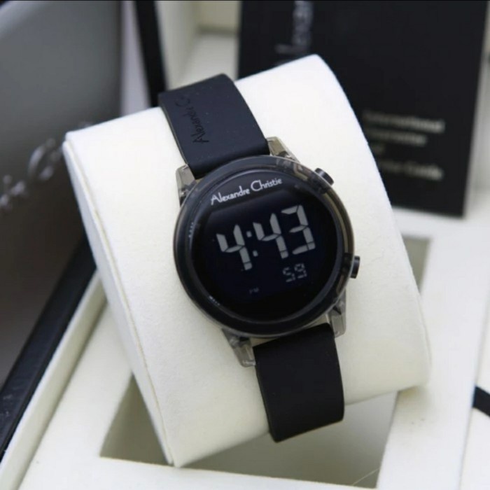✅New Ori Alexandre Christie Ac9368 Ac 9368 Digital Wanita Original. Full Black Terbatas