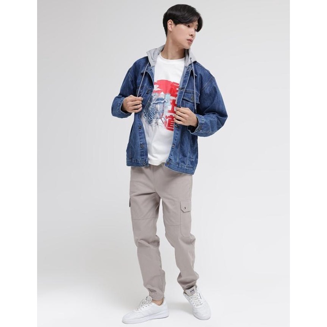 100% New Nevada Denim Jaket Oversized Hood Pria 116737668 Happy