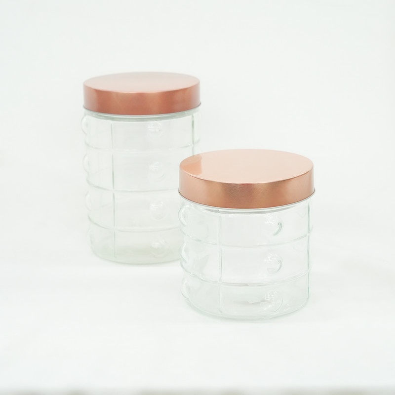 Toples Kaca Bulat Wadah Simpan Makanan Kue Kering Cemilan Lebaran