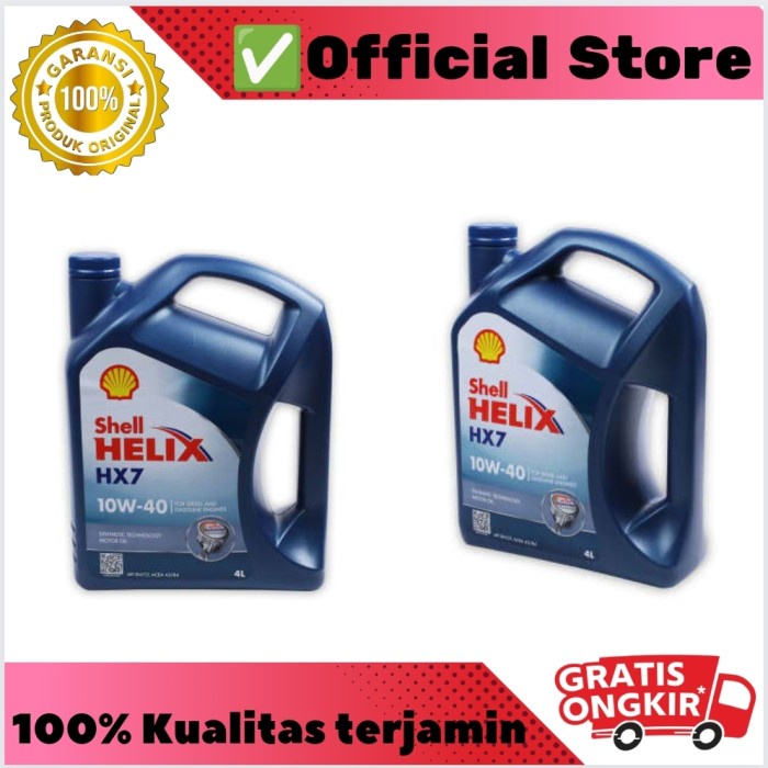 ✨Baru Shell Helix Oli Mesin Mobil Hx7 Sae 10W40 4 Ltr Diskon