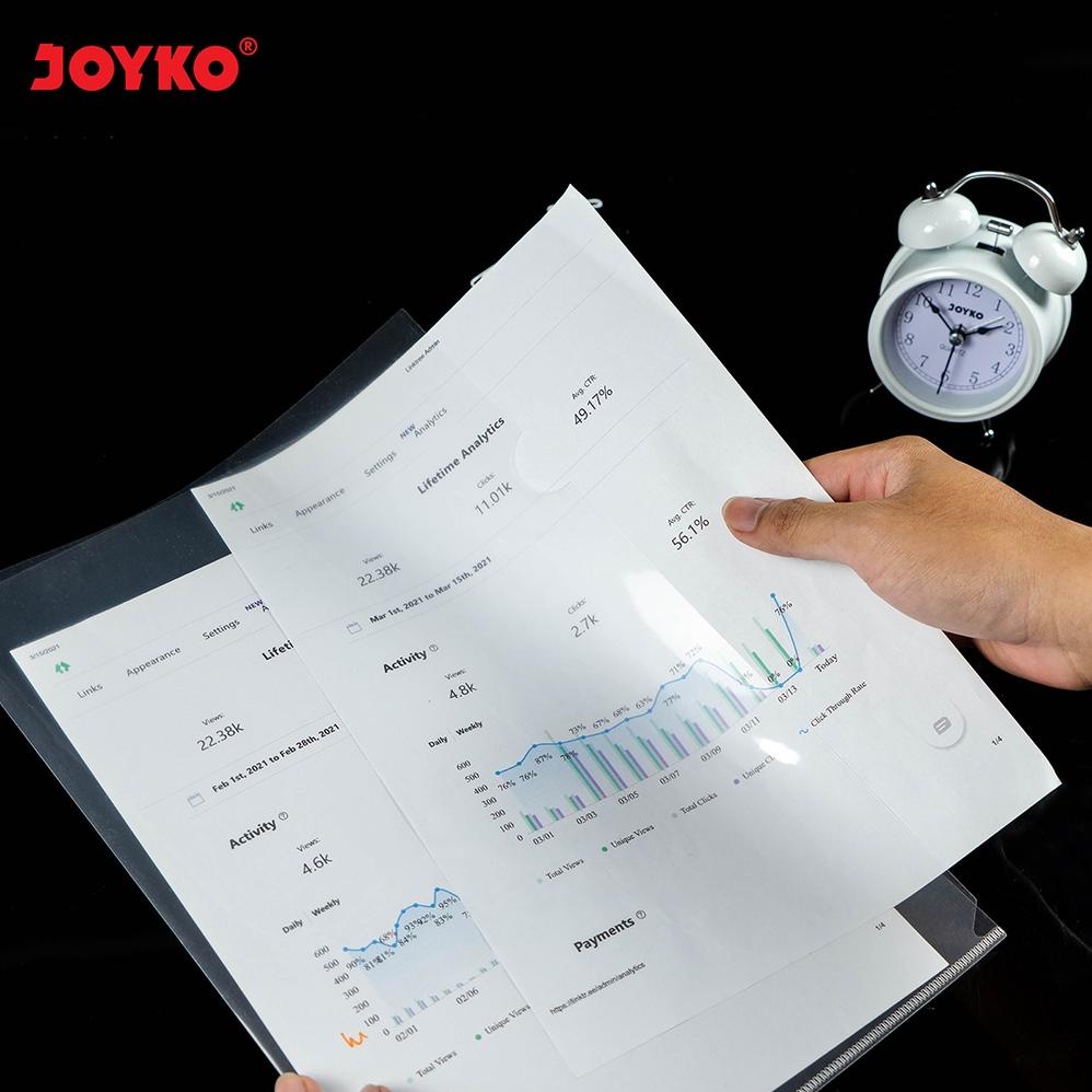 

Special - JOYKO CLEAR SLEEVE A4 F4 MAP L FOLIO BENING TRANSPARENT JOYKO FOLIO FILE FOLDER LUSIN 12PCS ,,
