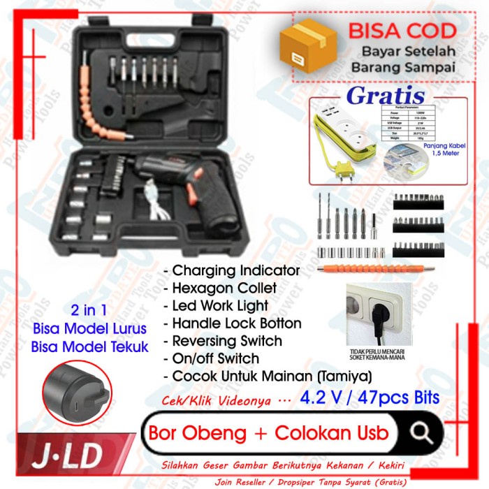 ✅COD Mesin Bor Tamiyausb Colokan Listrik Fast Charging Casan Cordless Batre Terbaru