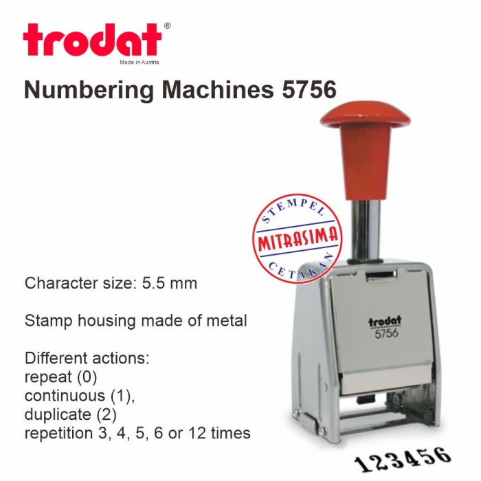 

Trodat 5756 - Numbering Machines - Stempel Nomorator otomatis berputar