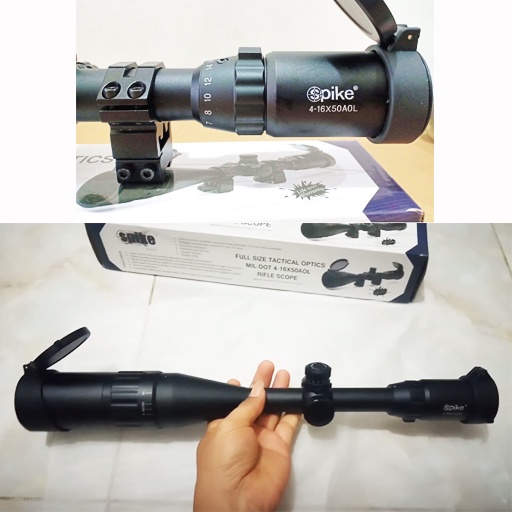Teleskop Senapan Angin Spike 4-16X50 Aol Ldot, Teropong Senapan Angin Tahan Getar Zoom 4-16X50 Tele
