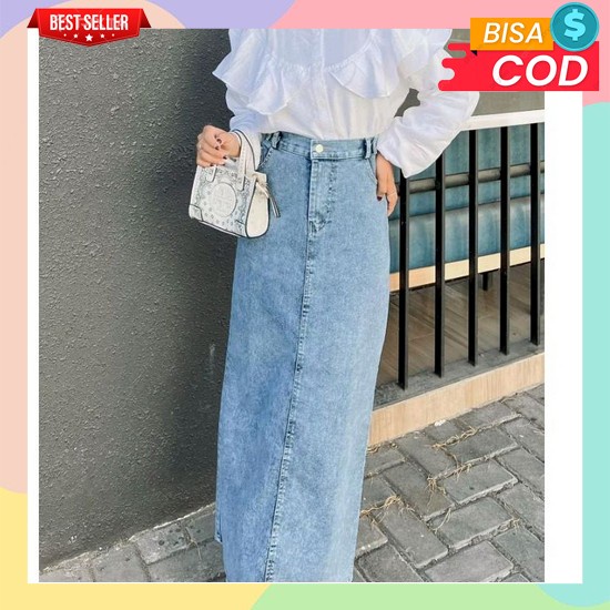 Jeans Wanita Terbaru Kekinian Viral 2023 Rok Panjang Remaja Rok Panjang Wanita Katun Lebar Payung Ro