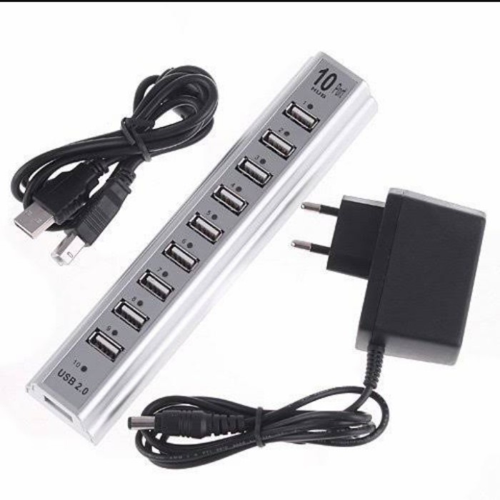 USB HUB 10 PORT /USB HUB 10PORT +ADAPTOR /USB 2.0 HUB 10 PORT +ADAPTOR ORIGINAL TERBARU