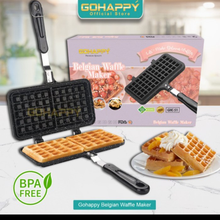 

✅Ready Belgian Waffle Maker Gohappy Cetakan Kue Wafle Anti Lengket Marble Pan Terbatas