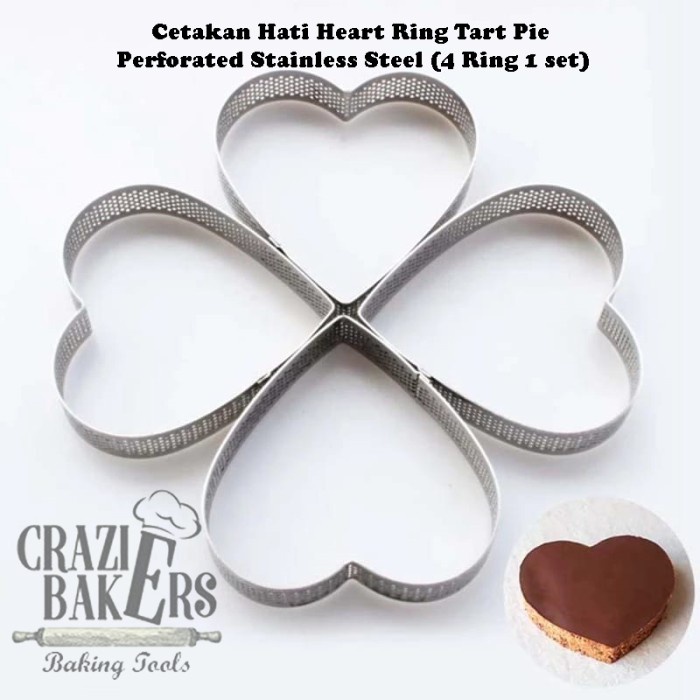 

✅Original Cetakan Heart Ring Tart Pie Perforated Stainless Steel 4 Pcs/Set Limited