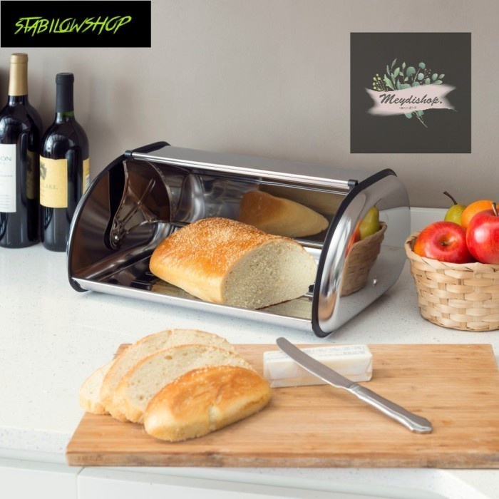 ✅Ready Krishome Bread Box Wadah Saji Tempat Kue / Roti Stainless Steel Limited