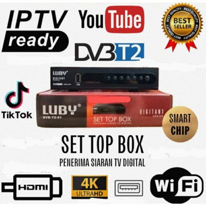 Set Top Box Luby Dvb-T2-01 Stb Receiver Tv Digital Penerima Siaran Tv - Dongle Wifi Best