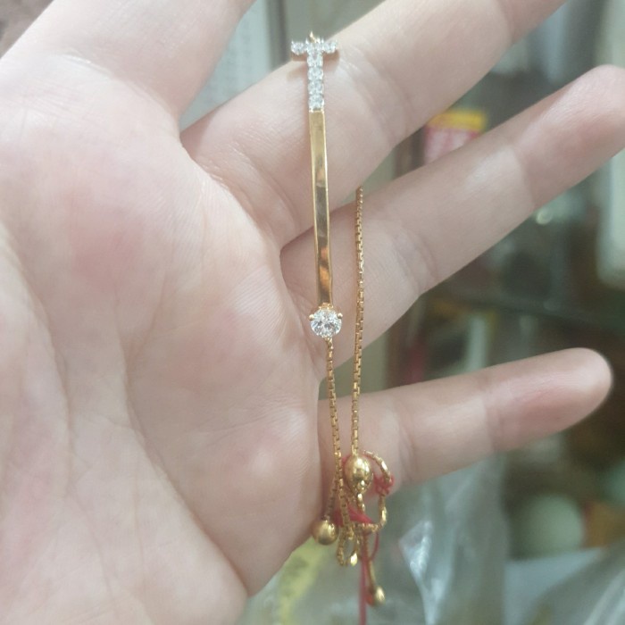 ✨Sale Gelang Serut Plat Solitaire Mata Satu Emas Asli 375 8K Ubs Simple Diskon